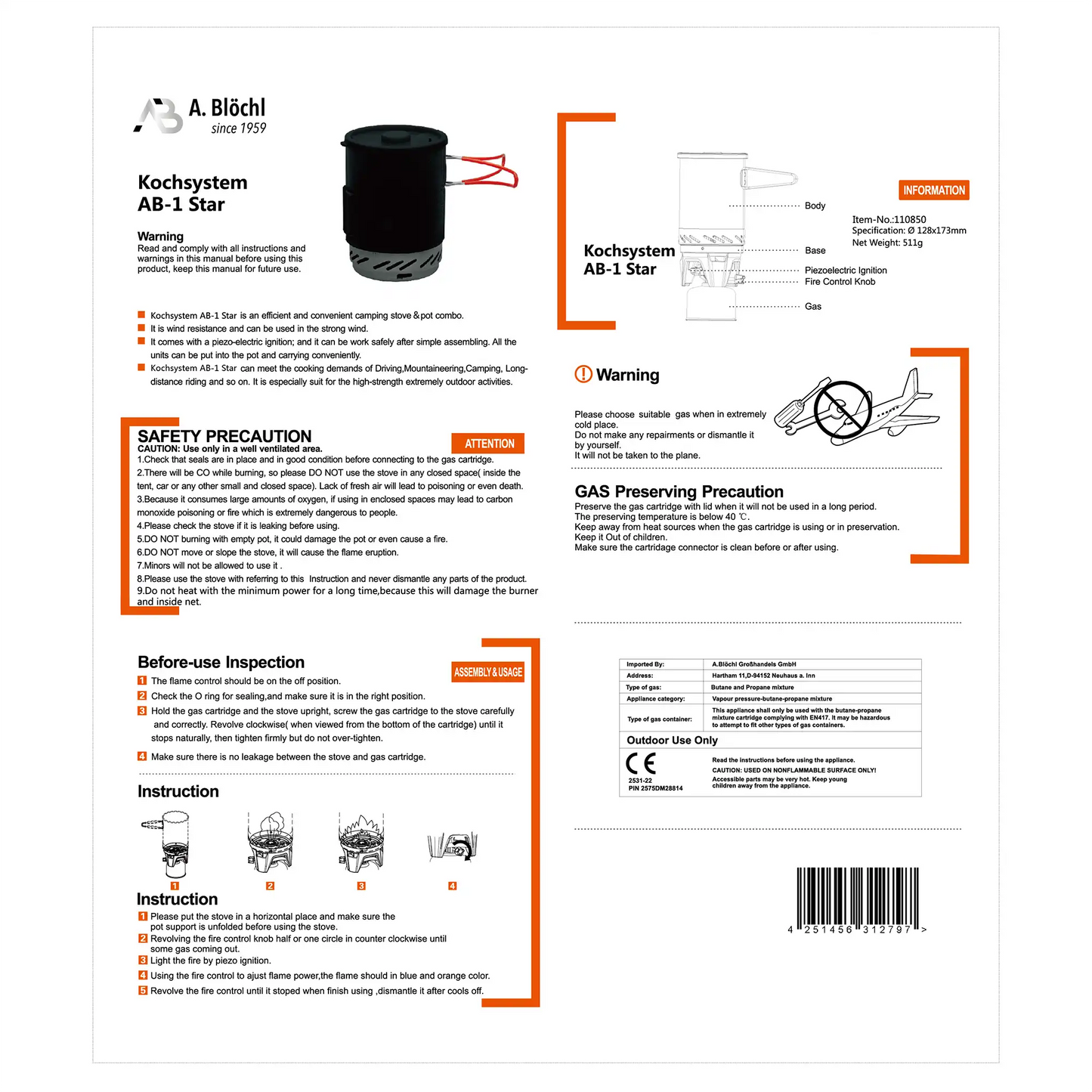 Kochsystem AB-1 Star 0,8 L Neu