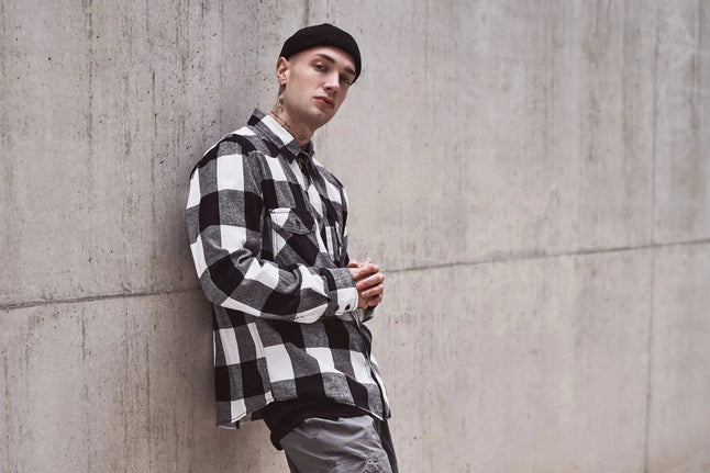 brandit-hemd-check-shirt-schwarz-grau-ansicht-9