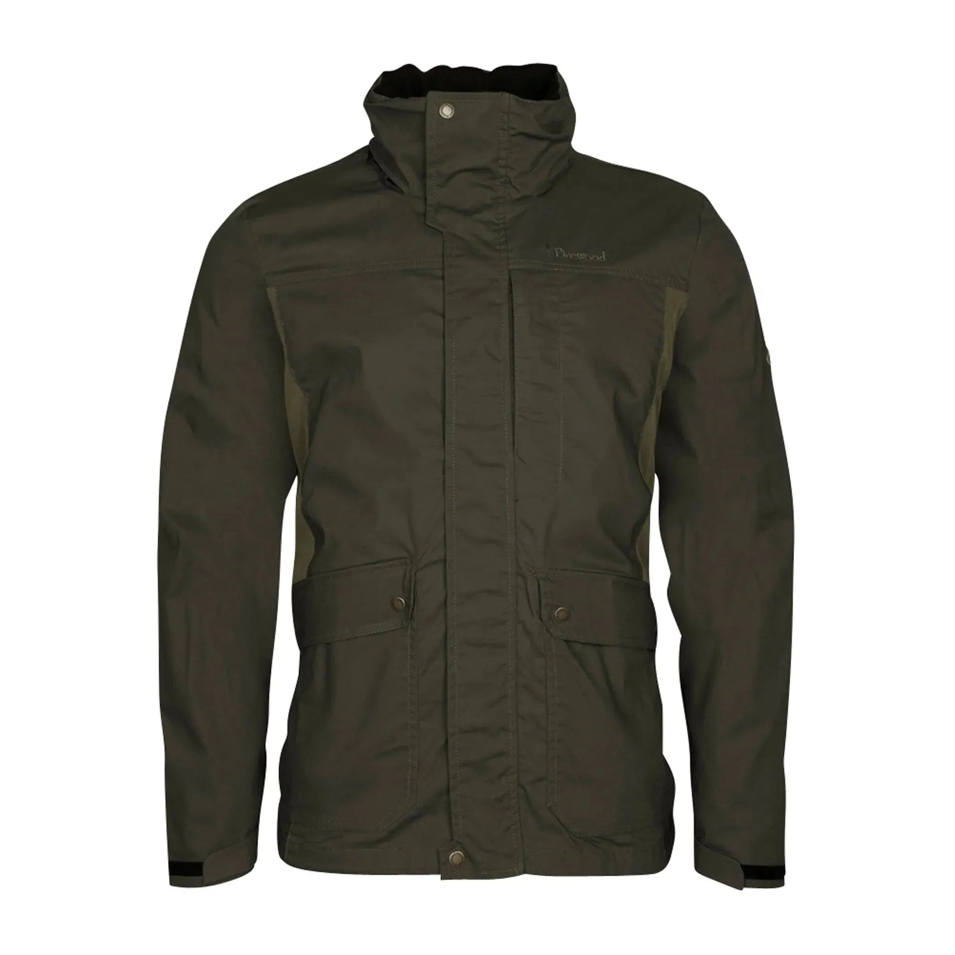 pinewood-jacke-finnveden-trail-hybrid-dark-olive-earth-brown-ansicht-1
