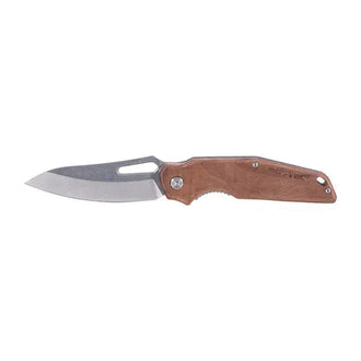 Wood one-hand knife with steel blade
