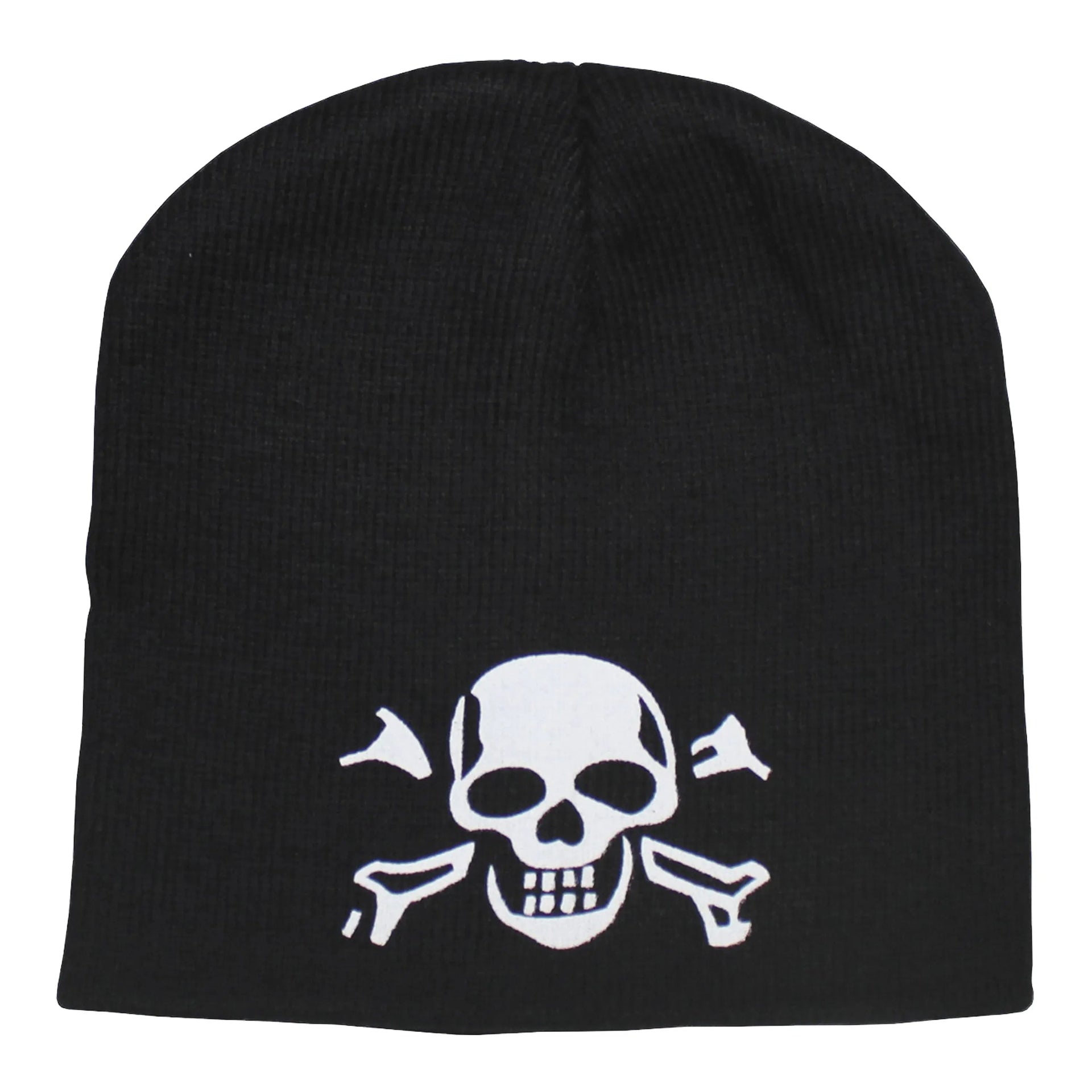 Knitted beanie hat with skull black