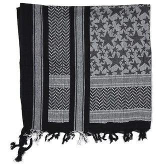 Mil-Tec Shemagh Stars 110x110 cm black white