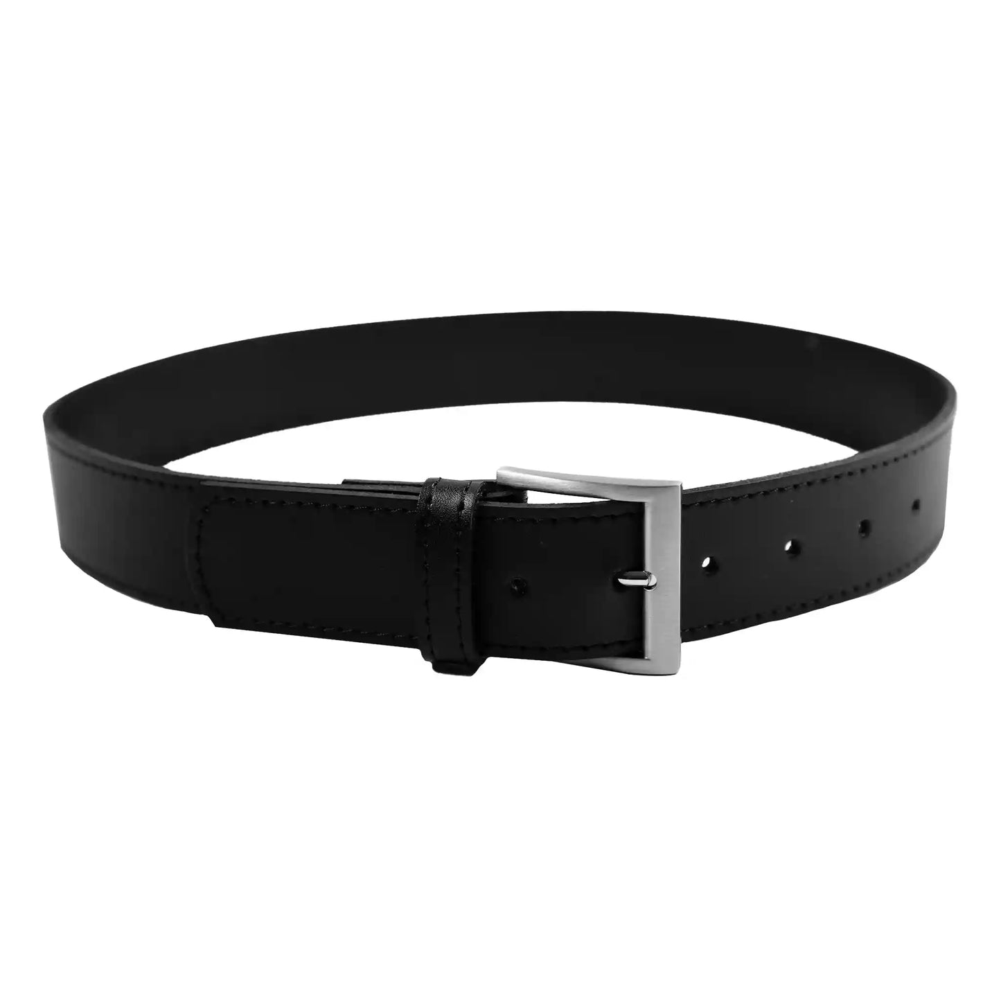 Home belt 40 mm wide leather decorative stitching black