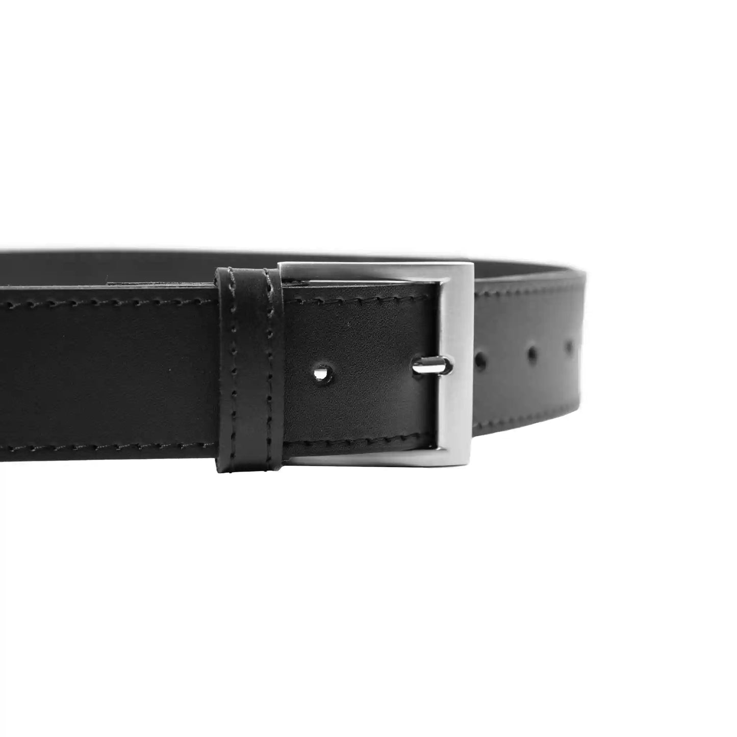 Home belt 40 mm wide leather decorative stitching black