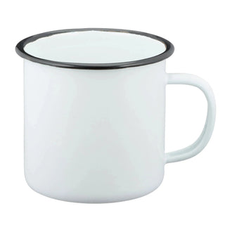Emaille Tasse 300 ml weiß schwarz