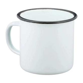 Emaille Tasse 300 ml weiß schwarz