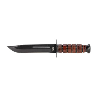 Cuchillo de combate USMC con mango y funda de cuero marrón negro