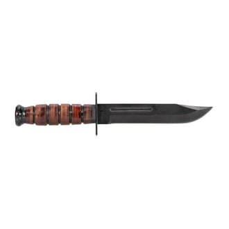 Cuchillo de combate USMC con mango y funda de cuero marrón negro
