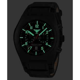 Armbanduhr Inceptor Black Steel Chronograph Leder-G-Pad