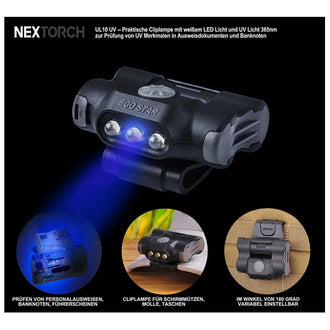 Lámpara de pinza Nextorch UL10UV negra
