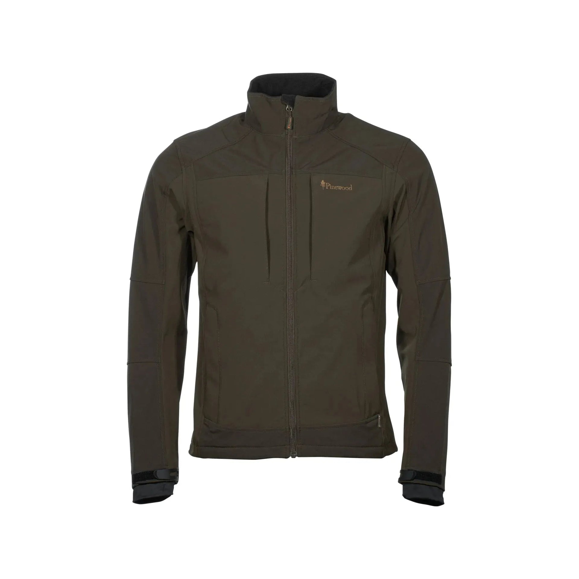 pinewood-shelljacke-smaland-stretch-dark-olive-suede-brown-ansicht-1