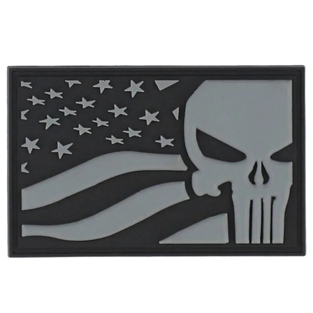 101 Inc. 3D Patch PVC Punisher USA Flag grigio