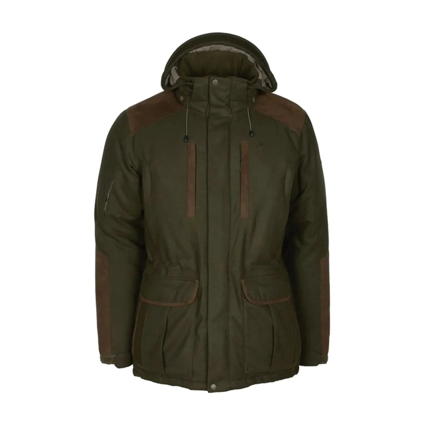 pinewood-parka-nydala-insulation-mossgreen-suede-brown-ansicht-1