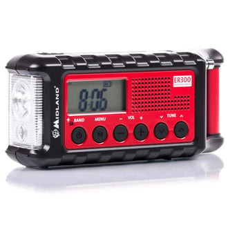 Radio de manivela para exteriores Midland ER 300 roja